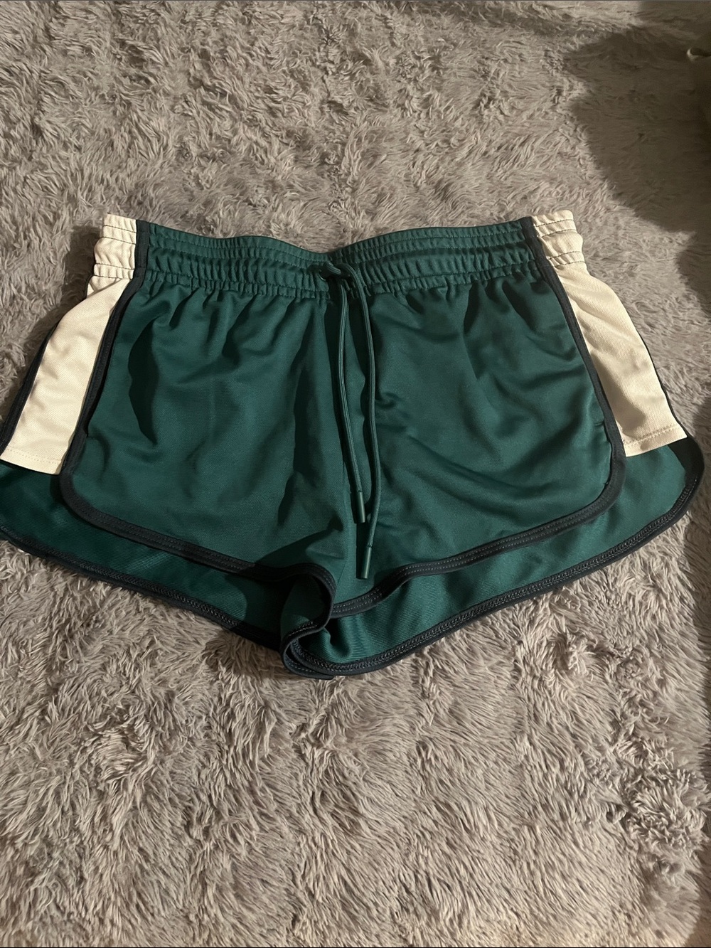 Athletic Works Women's Forest Green Shorts with Cream Side Panels